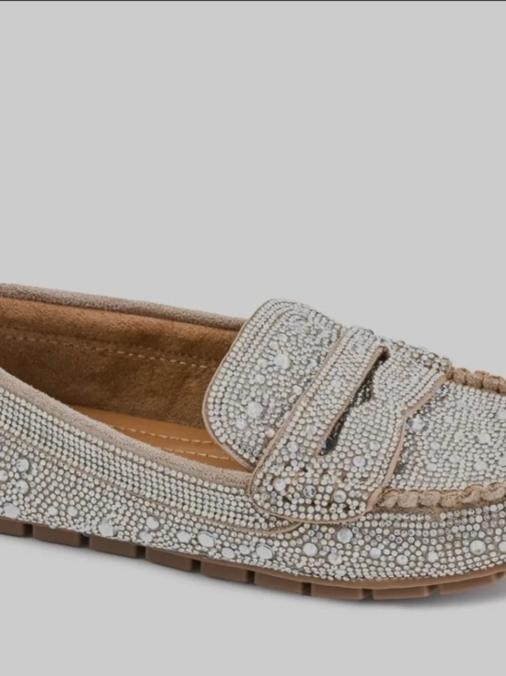 Corkys Women's Embellished Crystal Loafers in Beige (Penny For Your Thought)